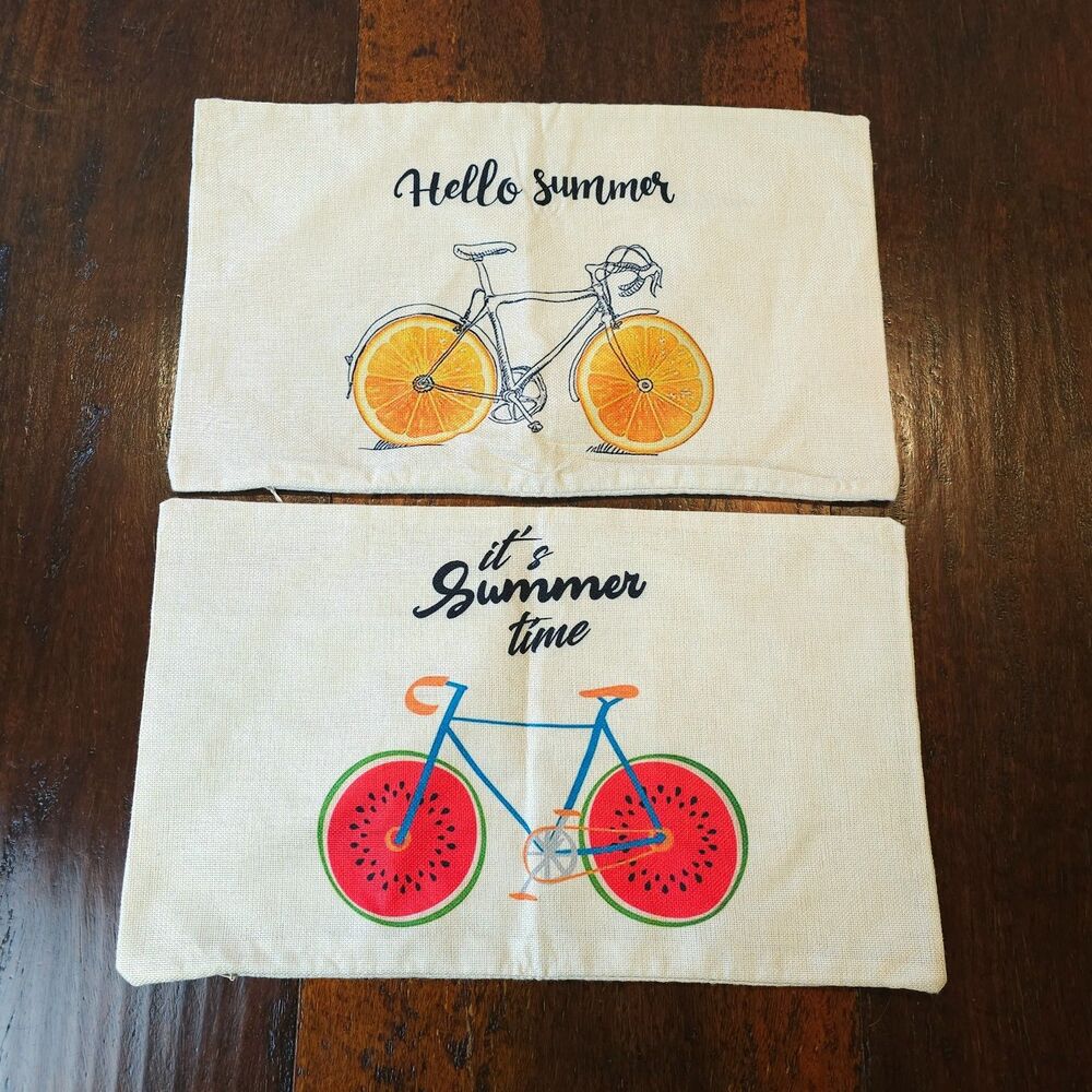 summer pillow covers set fruit bicycle citrus watermelon farmhouse decor